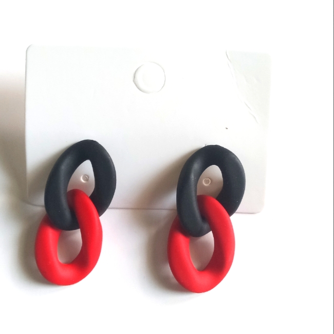 Fashion Jewelry Black And Red Chain Earrings